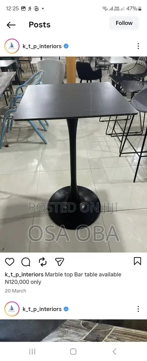 Marble Top Table and Dinning Chairs (Sold Separately)