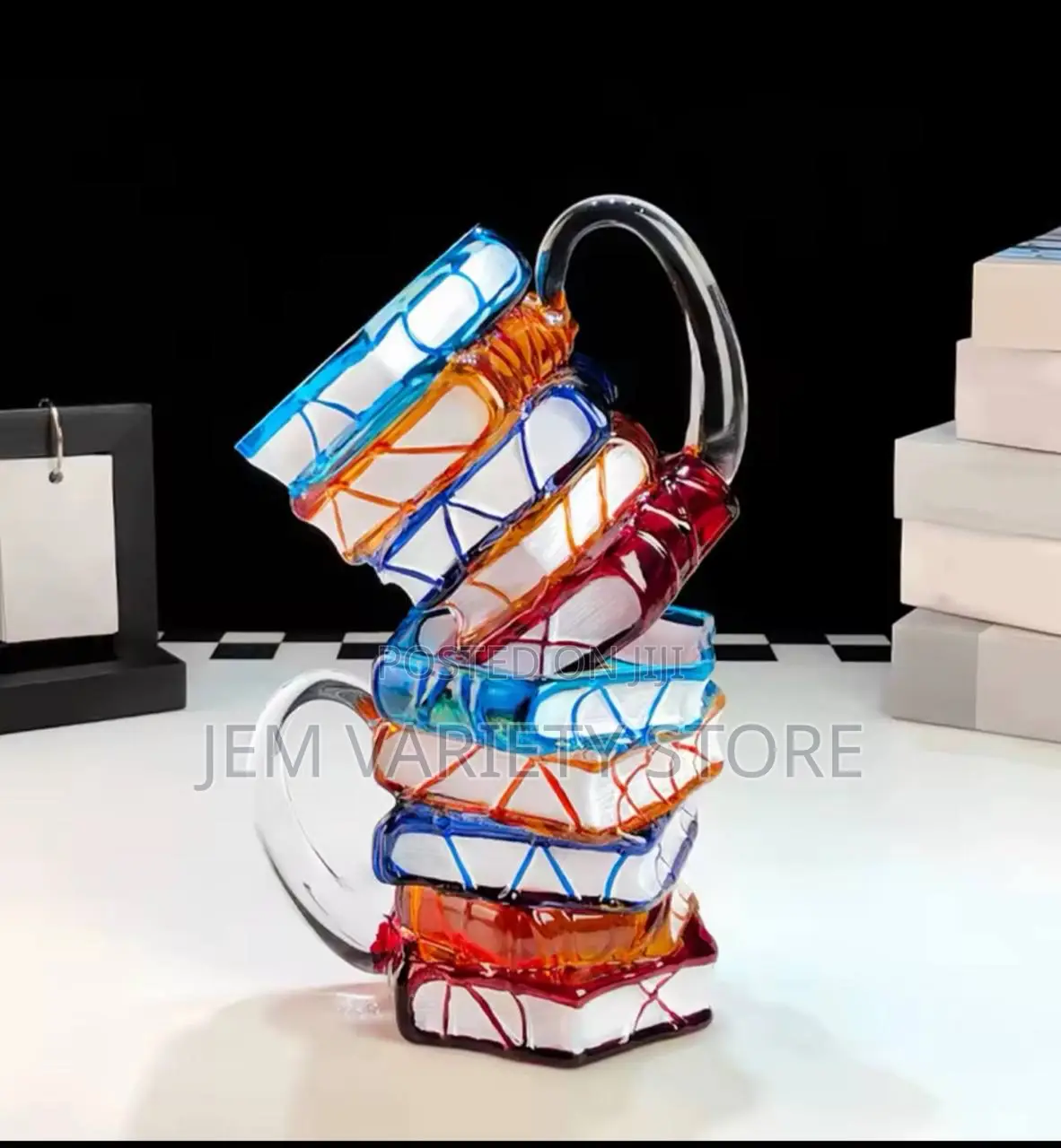 Novelty Painted Book Mug Glass Cup