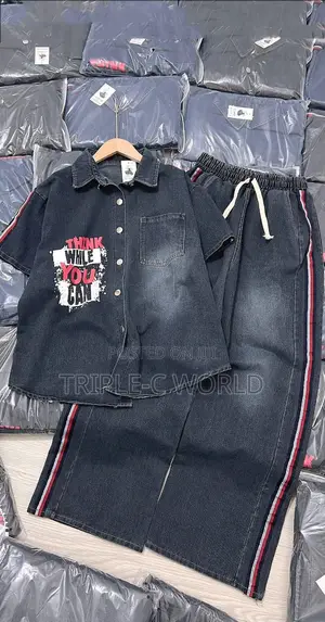 2-Piece Unisex Denim Set for Big Kids Teens