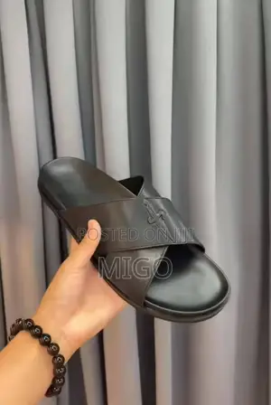 Men's Quality Leather Cross-Strap Slides