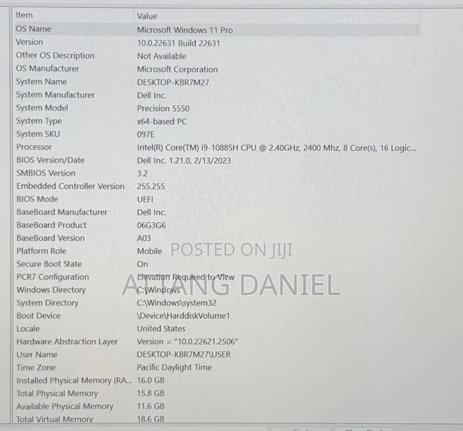 Laptop Dell Precision 5550 16GB Intel SSD 512GB
