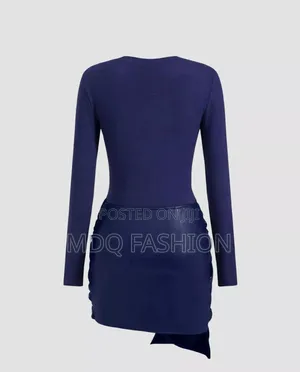 Two-Piece Effect Leather Tie-Waist Long Sleeve Mini Dress