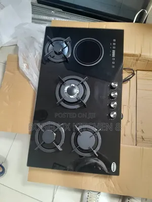 Revita Hybrid Cooktop - 4 Gas Burners + 1 Electric Plate | Black Glass
