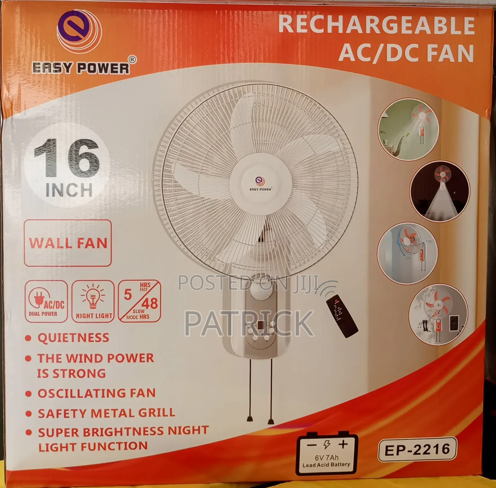 Easy Power Rechargeable Wall Fan