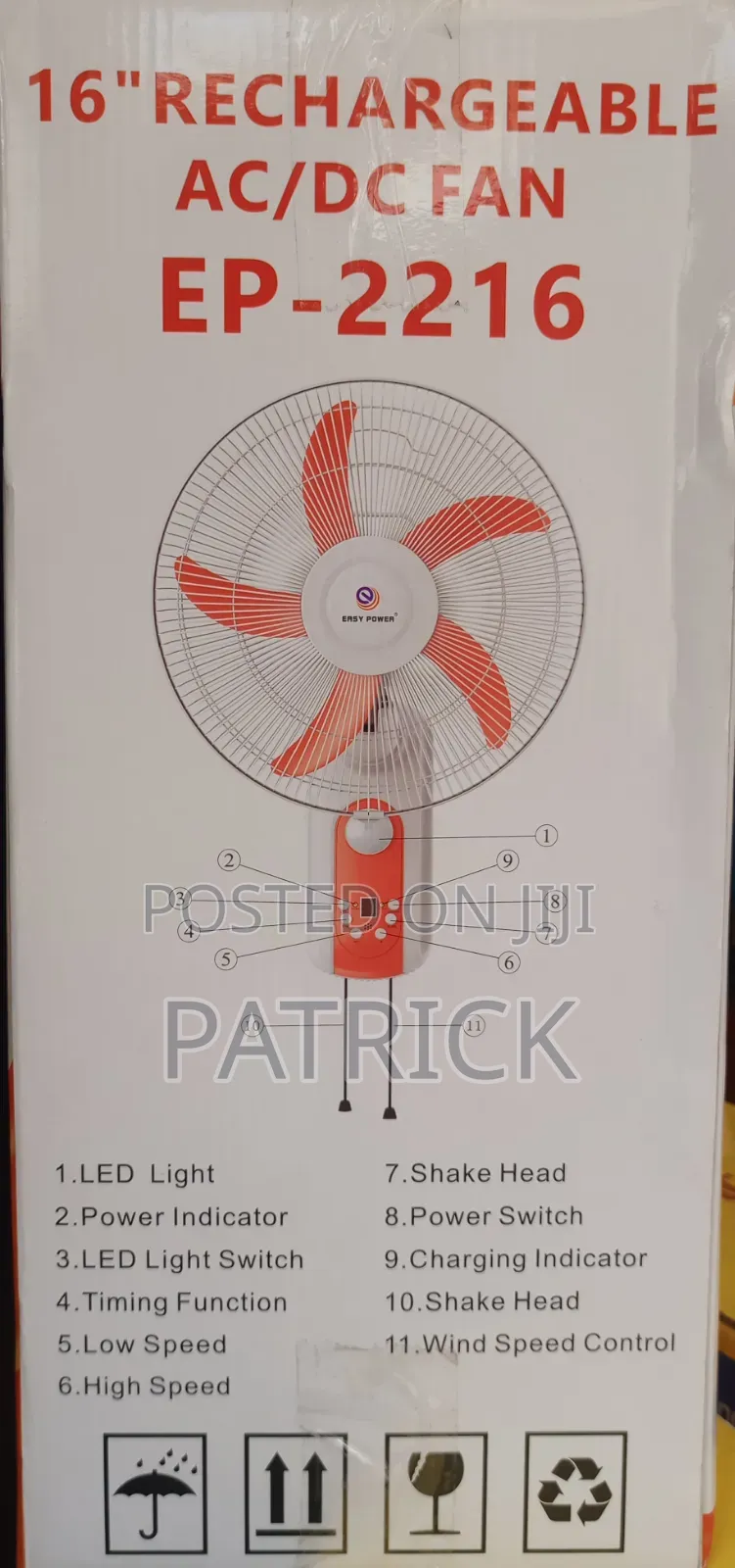 Easy Power Rechargeable Wall Fan