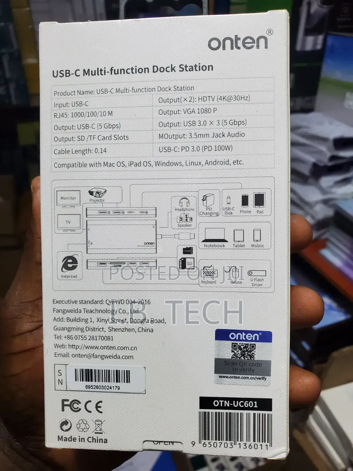 Onten 12 in 1 Usb-C Multi-Function Dock Station Gigabit/