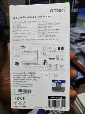 Onten 12 in 1 Usb-C Multi-Function Dock Station Gigabit/