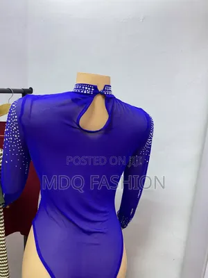 Luxury Rhinestone Mesh Long-Sleeve Bodysuit