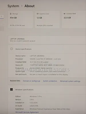 Laptop Asus ROG Strix G16 G614 32GB Intel Core i9 SSD 1T