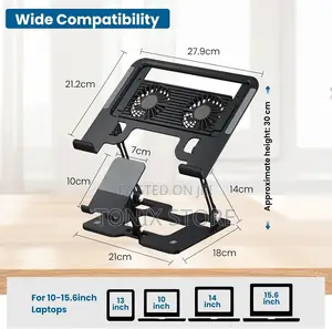 Foldable Laptop Stand With Dual Cooling Fans And Foldable Phone Stands
