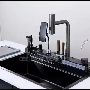 Luxury Piano Kitchen Sink With Phone Holder