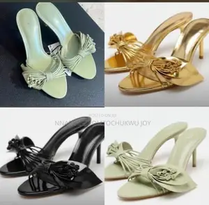 Zara Strappy Fan-Bow Heeled Mules - Elegant Open Toe Sandals