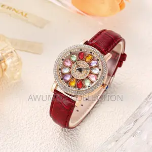 Ladies Spinning Leather Watch