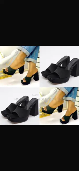 Premium Satin Chunky Platform Mules - Elegant Block Heel Sandals