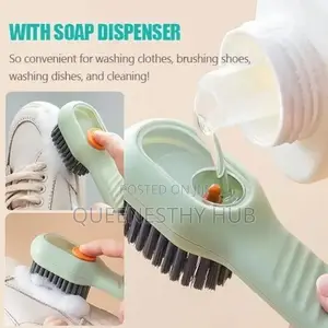 2 in 1 Shoe Brush - Automatic Liquid Dispenser | Soft Bristle Brush