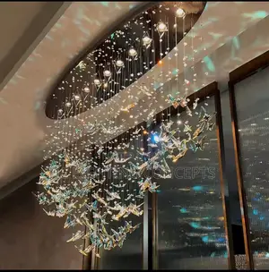 Modern Luxury High-End Steel Crystal Butterfly Led Pendant Chandelier