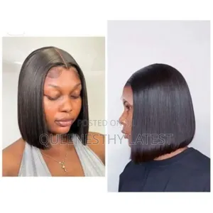 Premium Short Bob Middle Part Closure Human Hair Wig
