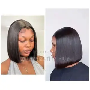 Premium Short Bob Middle Part Closure Human Hair Wig