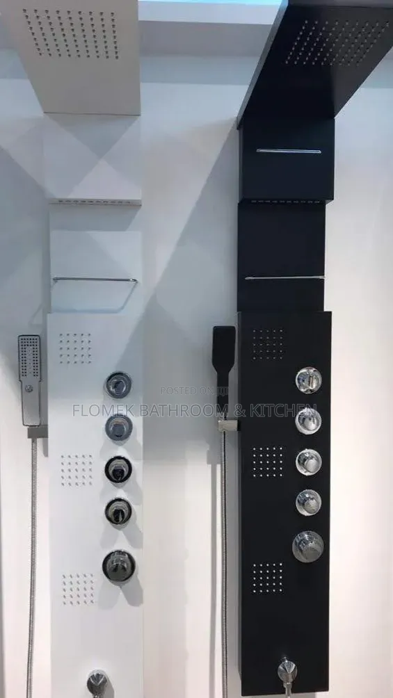 Luxury Multi-Functional Shower Panel System – Matte Black White