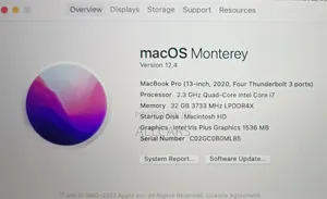 Laptop Apple MacBook Pro 2020 32GB Intel Core i7 SSD 500GB
