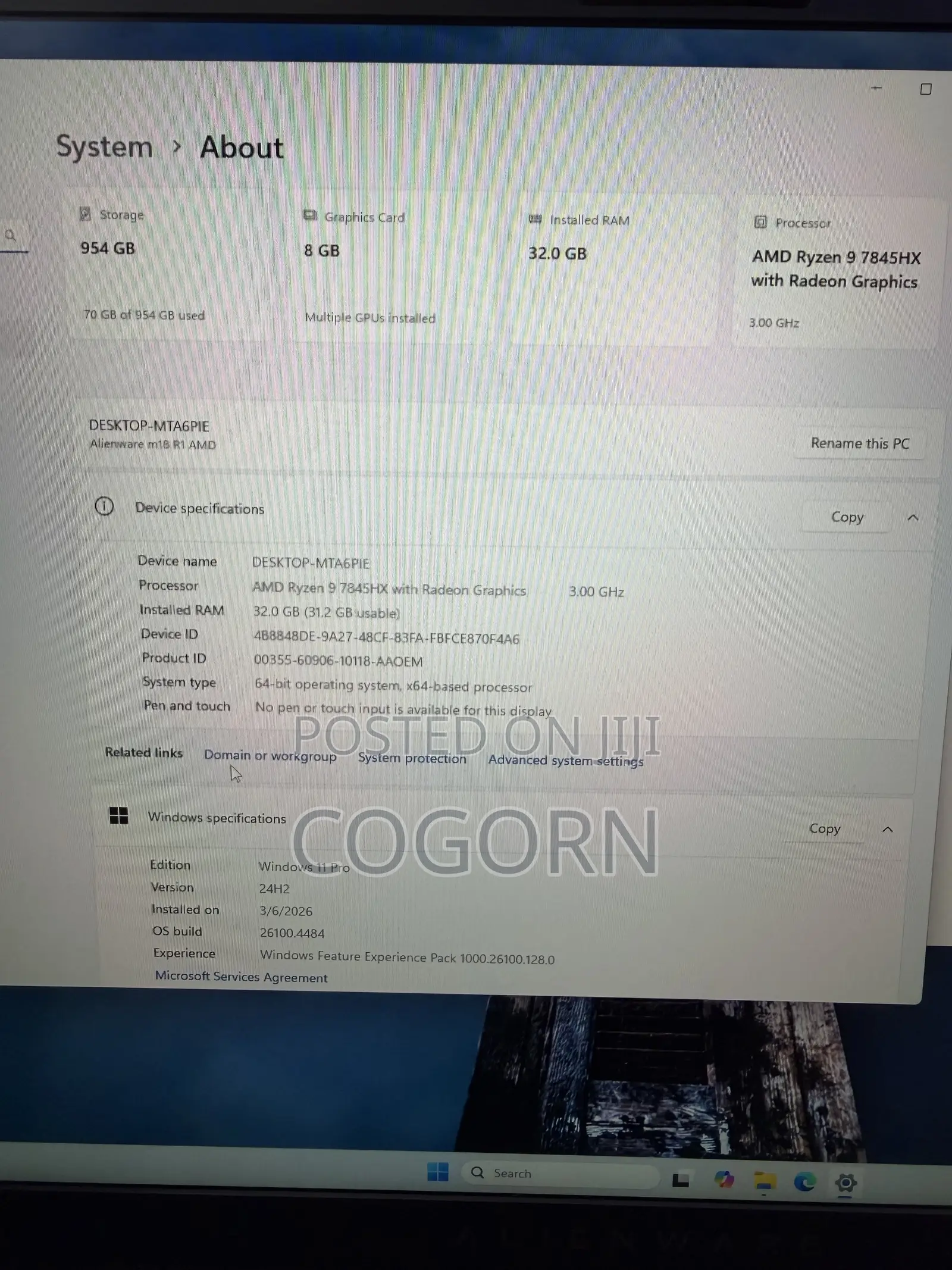 Laptop Alienware M18 R2 32GB AMD Ryzen 9 SSD 1T