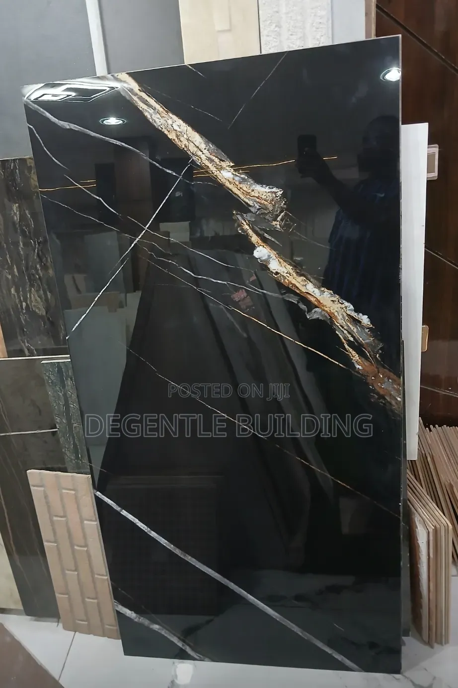 Premium Black Gold Marble Effect Tile
