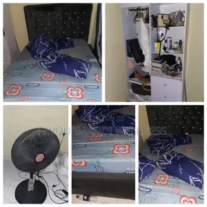 Used 4by5 Bed Frame With Mattress and Four Pillows and Cute Wardrobe