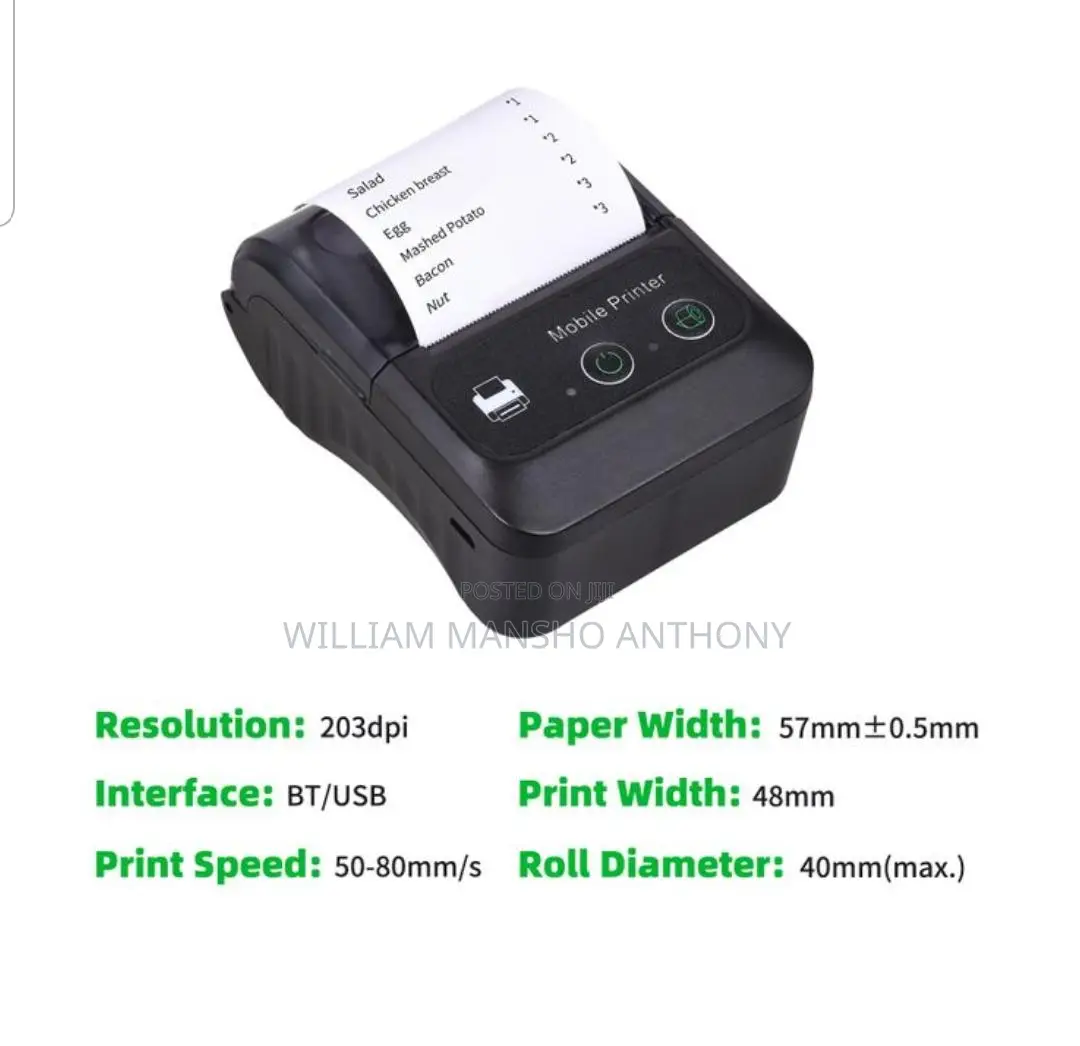 Mini Thermal Printer Wireless Bluetooth Printer 58mm Paper