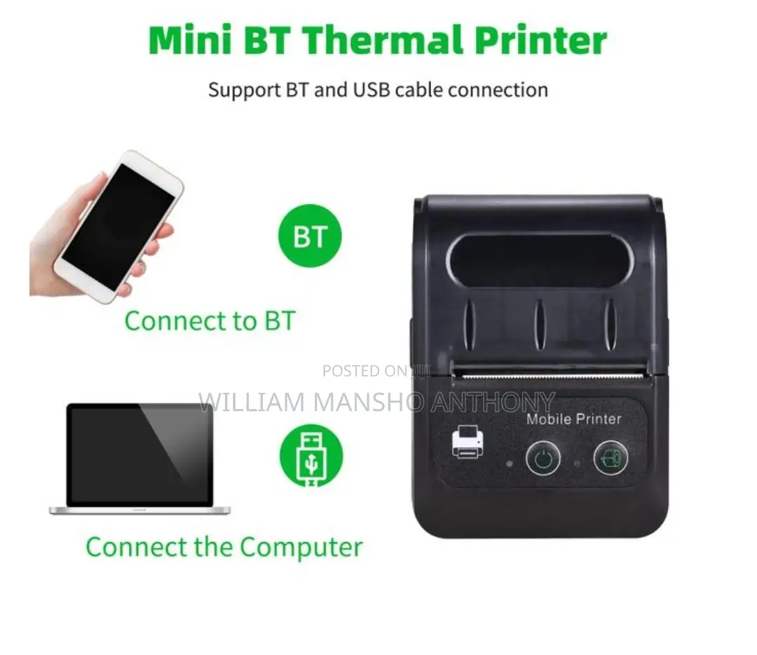 Mini Thermal Printer Wireless Bluetooth Printer 58mm Paper
