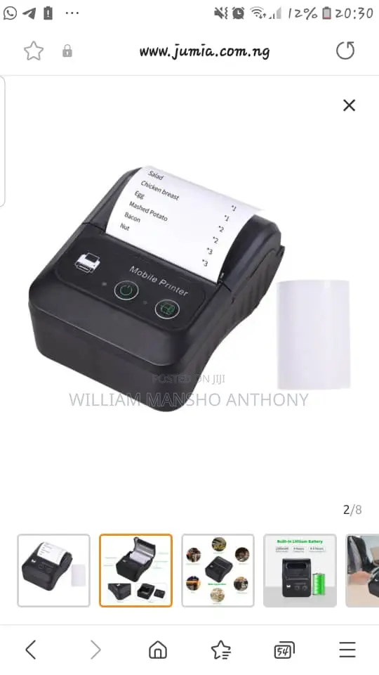 Mini Thermal Printer Wireless Bluetooth Printer 58mm Paper
