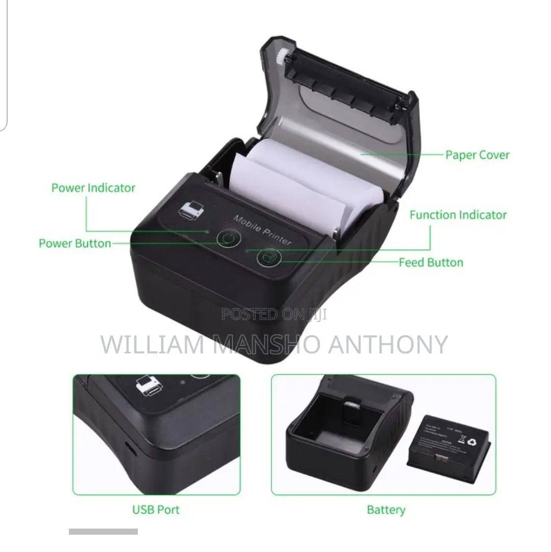 Mini Thermal Printer Wireless Bluetooth Printer 58mm Paper