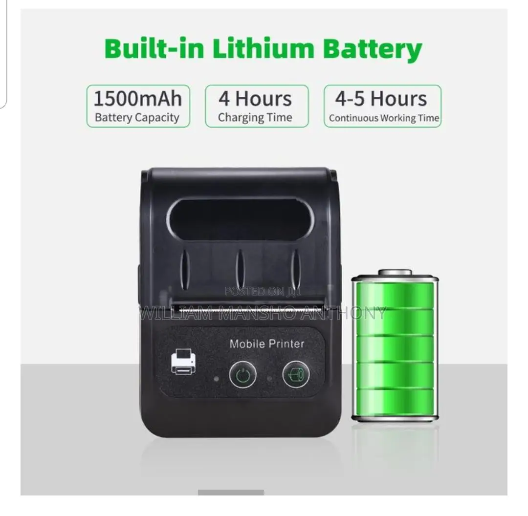 Mini Thermal Printer Wireless Bluetooth Printer 58mm Paper