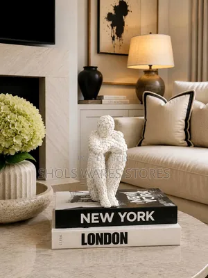 White and Gold Mosaic Thinker Statue