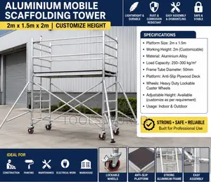 Heavy-duty Mobile Aluminium Scaffold Platform 2m X 1.5m X 2m
