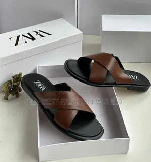 Zara Brown Leather Slippers