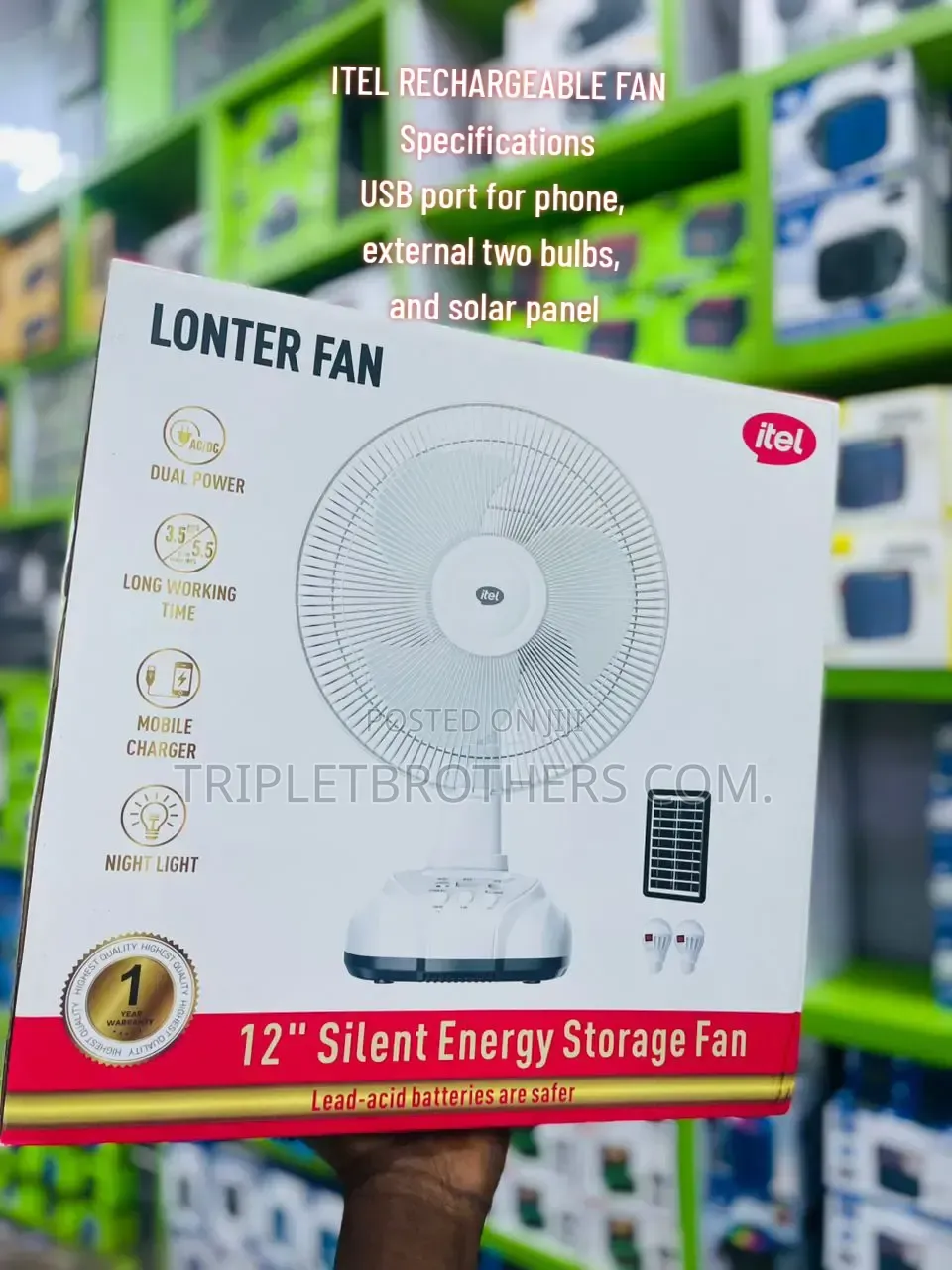 Itel Rechargeable and Solar Fan