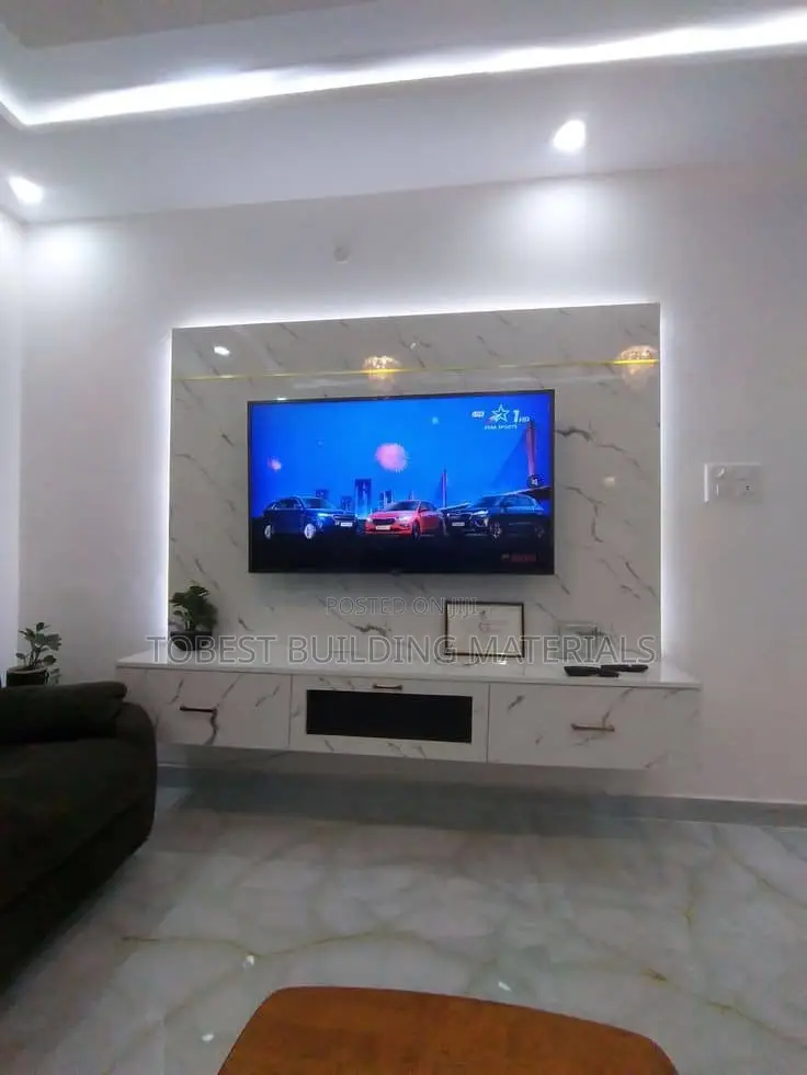 Luxury Floating Tv Stand Marble Wall Panel With Led