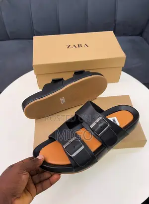Original Zara Men's Double Strap Buckle Slides