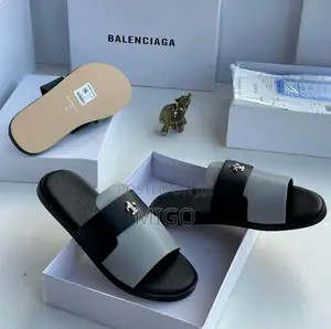 Original Balenciaga Men's Two-Tone Leather Slides