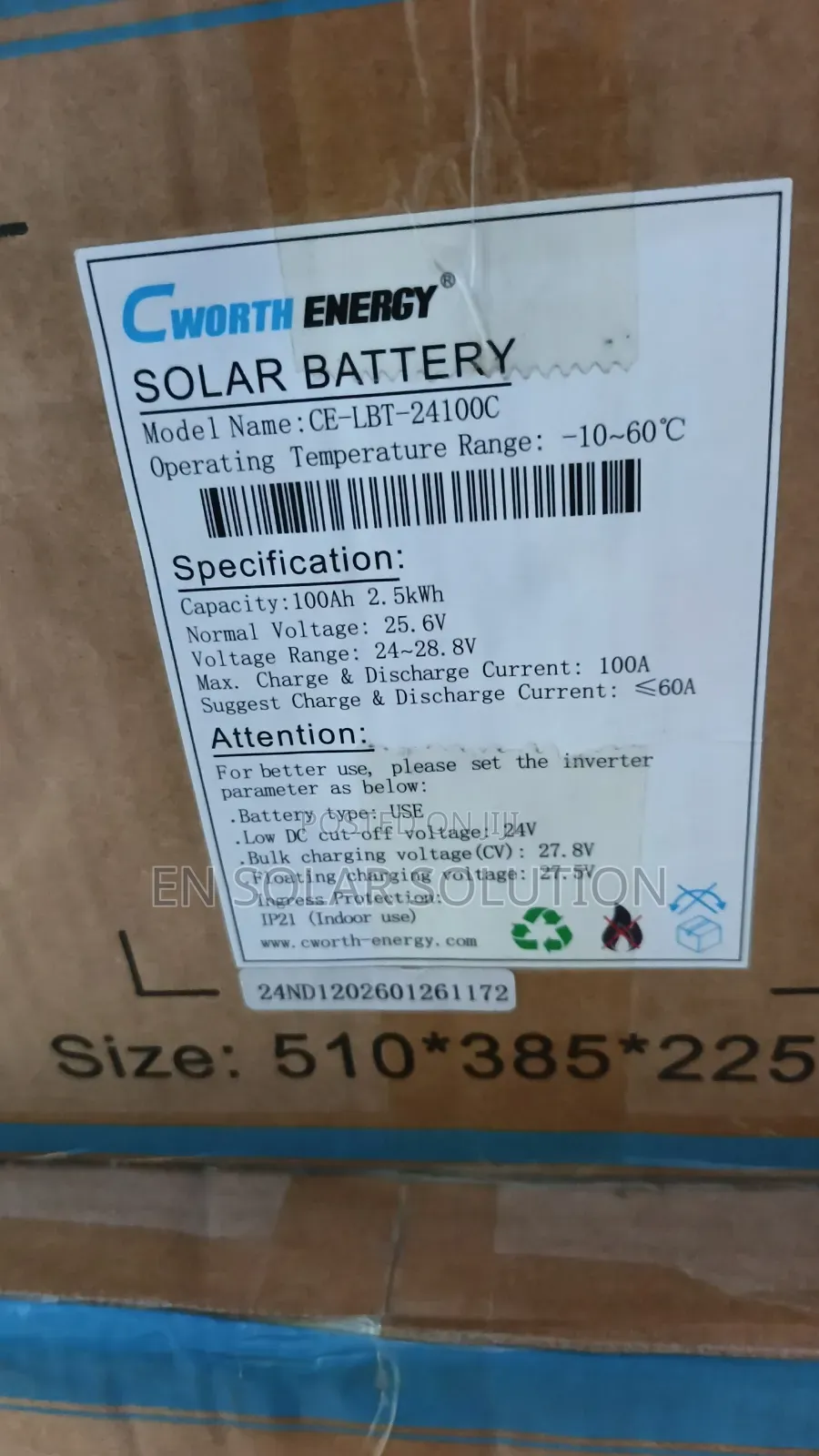 2.5khw/24v Cworth Lithium Battery Available