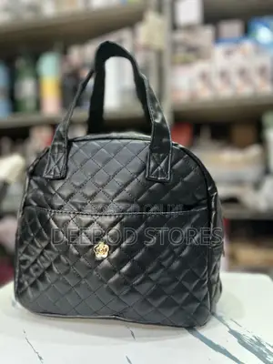 Quilted Black Pu Leather Lunch Bag