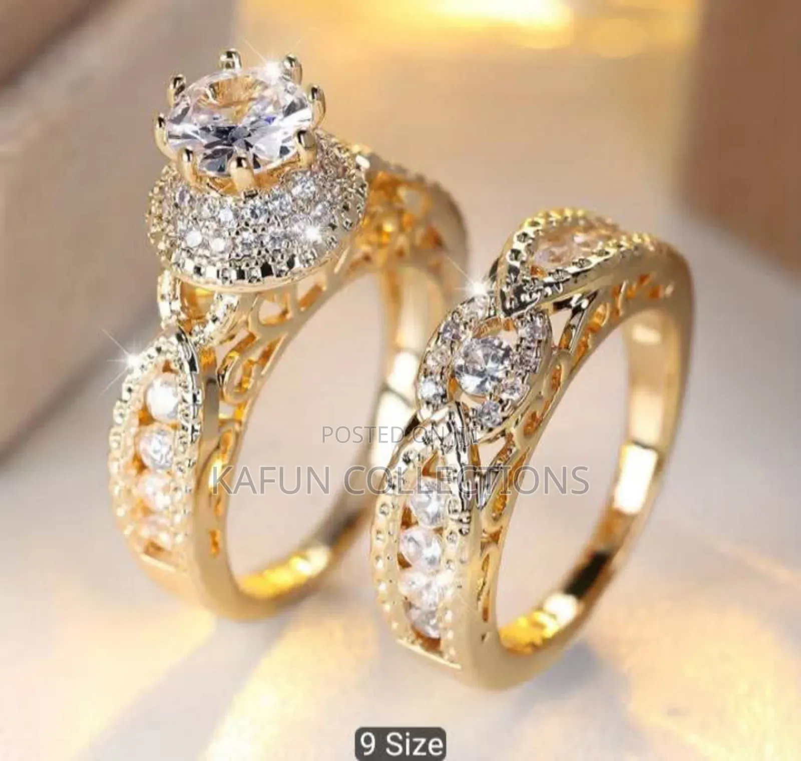 Vintage Gold Zirconia Female Ring Set