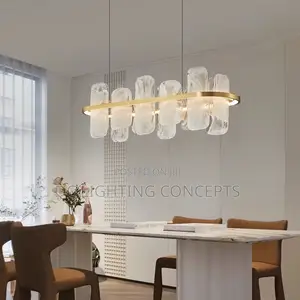 Modern Minimalist Style Luxury Glass Linear Chandelier.