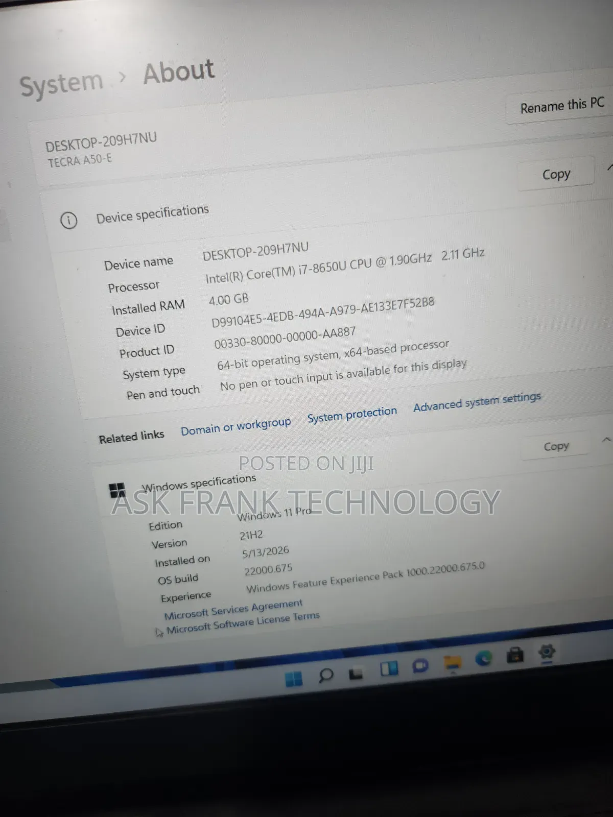 Laptop Toshiba A50 12GB Intel Core i7 SSD 128GB