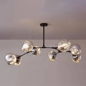 Modern Minimalist Luxury Creative Chrome Glass Chandelier.