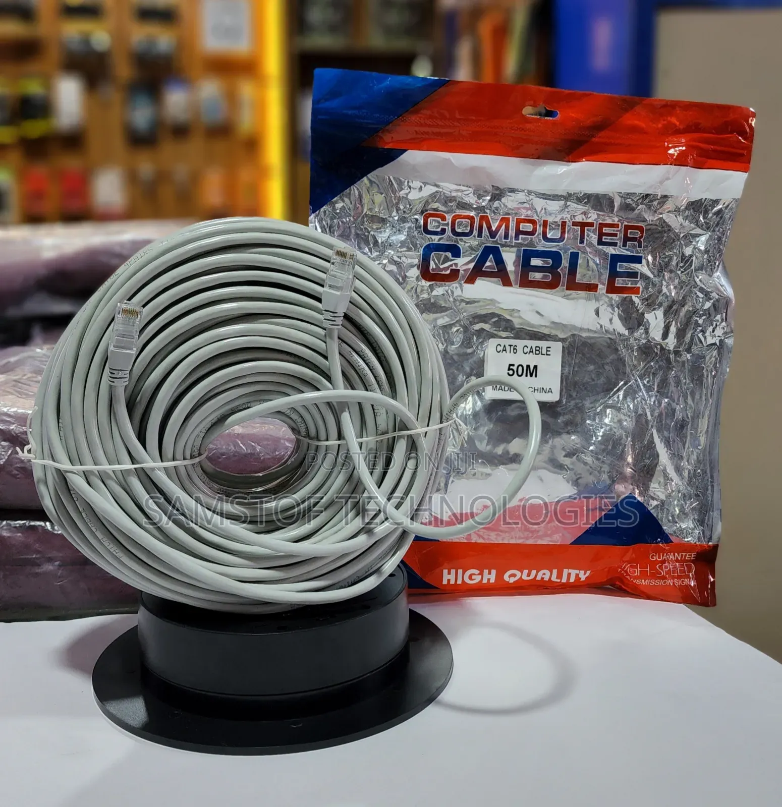 50m Cat6e White Molded Rj45 Patch Cable