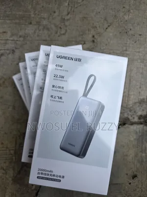Ugreen 20000mah Power Bank (45w) Featuring a Built-in Usb-C