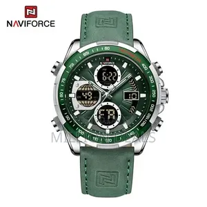 Green Leather Strap Men's Classic Wrist Watch