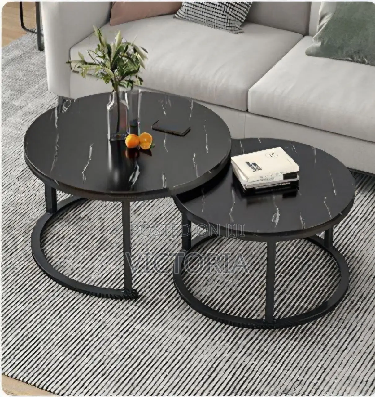 2-in-1 Round Nesting Center Table Set.