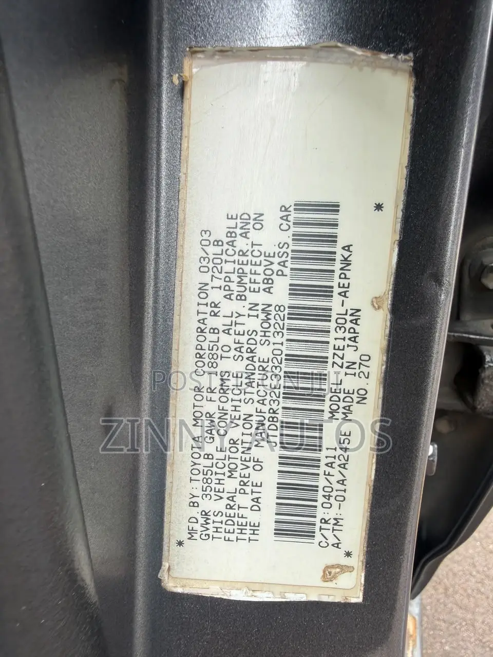 Toyota Corolla 2003 Gray